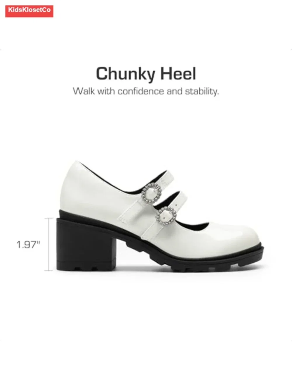 Girls Mary Jane Flats Chunky Heel Faux Leather School Party Dress Shoes Double